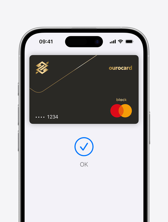 Imagem do cartão de crédito do Apple Pay na tela.