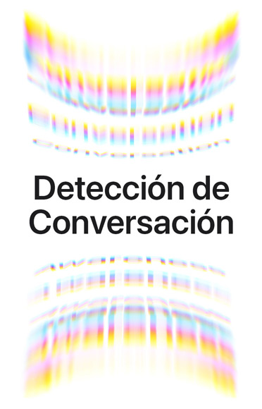 Onda sonora ambiental, arriba y abajo, el texto en el centro dice: Detección de Conversación