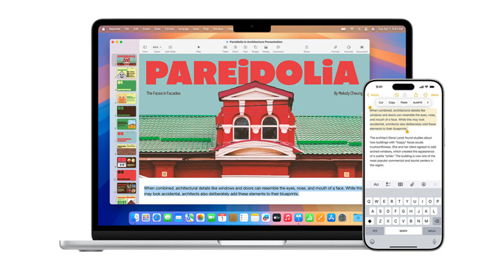 Un MacBook Pro M4 affichant la recopie de l’iPhone et l’app DoorDash.