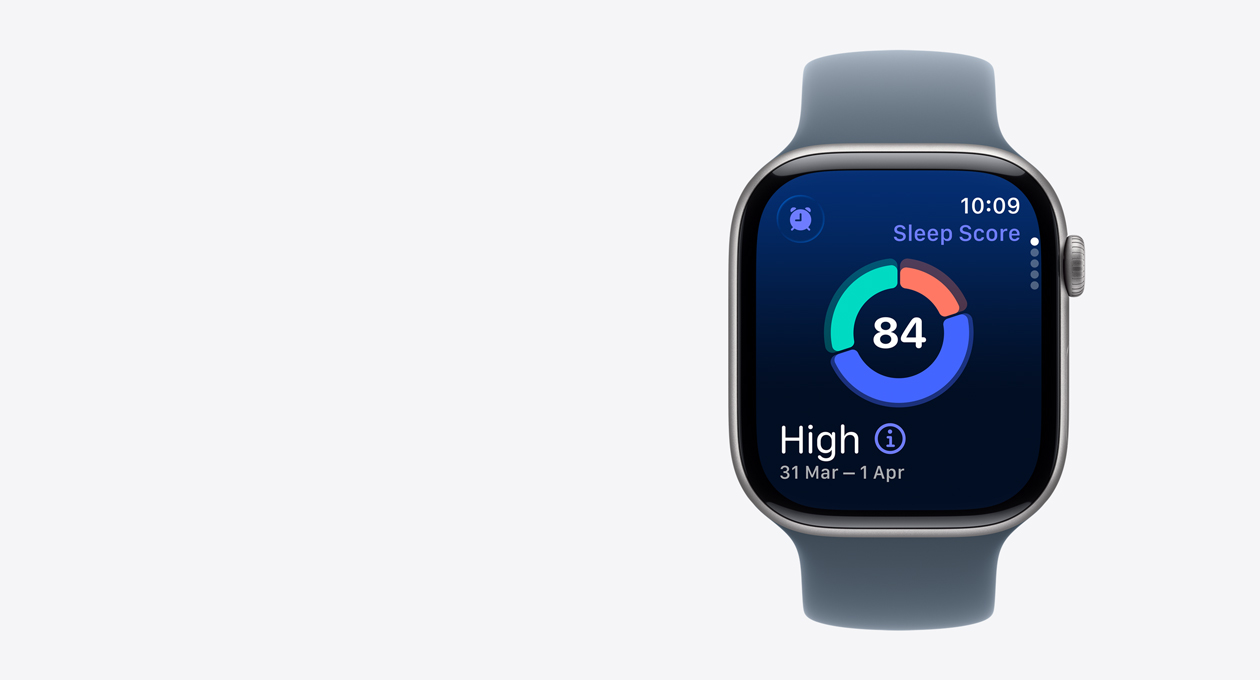 Apple Watch Series 11, space gray colour, aluminum case, sleep score screen