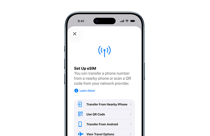 iPhone Air, front exterior, Set Up Mobile Data feature in use