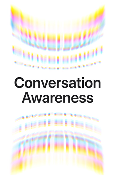 Onde sonore d’ambiance, en haut et en bas, texte au centre indiquant : Détection des conversations