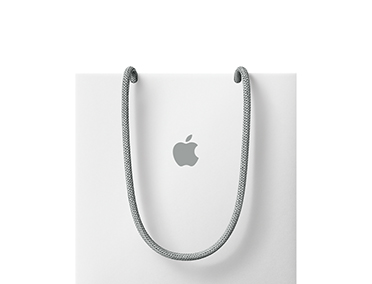 一個正面中央印有 Apple 標誌的購物袋