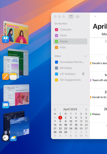 在桌面的不同分組中顯示了多個 iOS 應用程序。