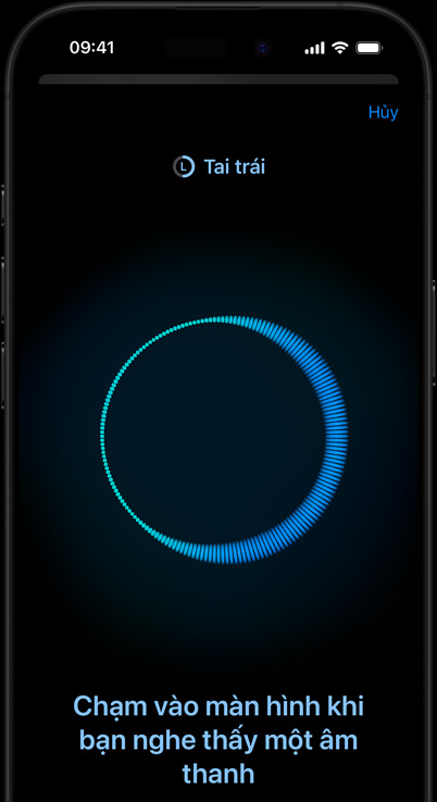 iPhone showing an in-progress Hearing Test