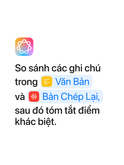 Compare notes in Text and Transcription then summarize the differences, with the words ‘Text’ and ‘Transcription’ highlighted in blue as they appear as they would in the Shortcuts app
