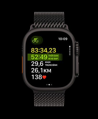 Apple Watch Ultra 3, màu đen, vỏ titan, bài tập Nhiều Môn Phối Hợp, dây đeo, Dây Quấn Milan màu đen
